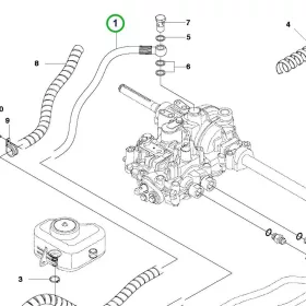 Husqvarna hidraulikatömlő tartályhoz 1470 mm R 216T AWD riderhez robbantott ábra