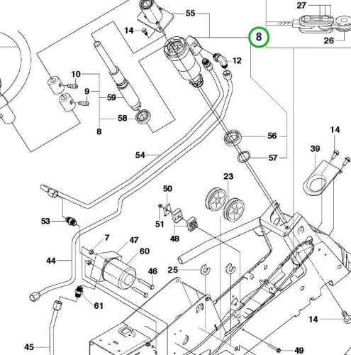Husqvarna komfort kormány egység R 316Ts AWD, R 316TXs AWD riderhez robbantott ábra