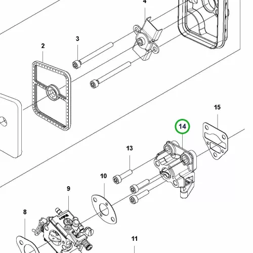 Husqvarna karburátor szigetelő 525LK, 525RX fűkaszához robbantott ábra