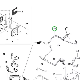 Husqvarna motor és szenzor kábelköteg P 525D riderhez robbantott ábra