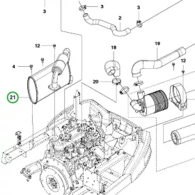 Husqvarna kipufogó Kubota D1105 motor P 525D riderhez robbantott ábra