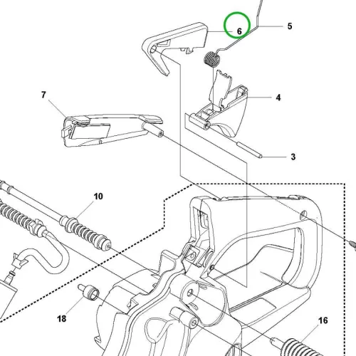 Husqvarna gázbiztosító 135, 140, 435, 440 láncfűrészhez robbantott ábra