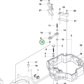 Husqvarna hátsó híd forgócsap P 520D, P 525D riderhez robbantott ábra