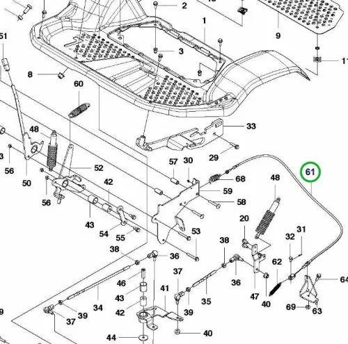 Husqvarna rögzítőfék bowden P 520D, P 525D riderhez robbantott ábra