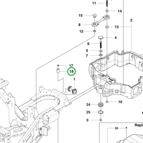 Husqvarna távtartó persely vázszekrény P 520D, P 525D riderhez robbantott ábra