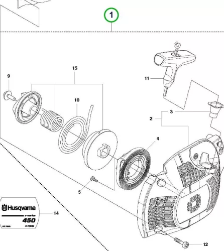 Husqvarna berántó komplett 450 láncfűrészhez robbantott ábra