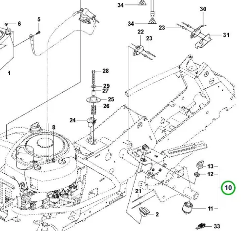 Husqvarna gyújtáskapcsoló 4 állású világításos R 216T AWD riderhez robbantott ábra