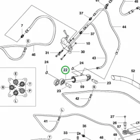 Husqvarna vágóasztal emelő hidraulikahenger P 520D, P 525D riderhez robbantott ábra