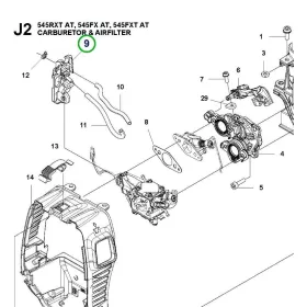 Husqvarna benzincső átvezető gumi 545RXT fűkaszához robbantott ábra