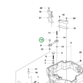 Husqvarna hajlított forgócsap csapanya P 520D, P 525D riderhez robbantott ábra
