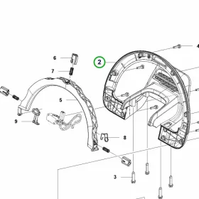 Husqvarna első fogantyú kézvédő 536LiHD60X, 536LiHD70X sövényvágóhoz robbantott ábra