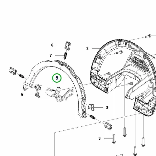 Husqvarna első fogantyú reteszelő 536LiHD60X, 536LiHD70X sövényvágóhoz robbantott ábra