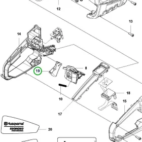 Husqvarna gázkapcsoló narancssárga 520iHD60, 520iHD70 sövényvágóhoz robbantott ábra