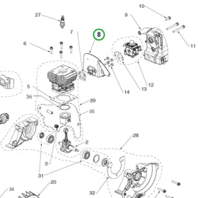 Husqvarna szigetelő fal 129C, 129LK szegélyvágóhoz robbantott ábra