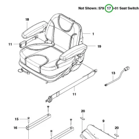 Husqvarna ülés mikrokapcsoló P 520D, P 525D riderhez robbantott ábra