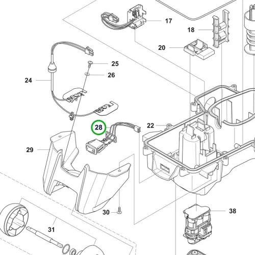 Husqvarna kábelköteg alsó vázhoz Automower 305 robotfűnyíróhoz robbantott ábra