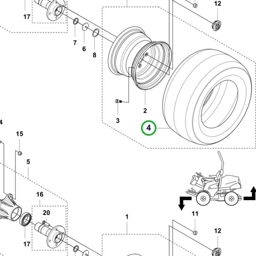 Husqvarna gumiabroncs P 525D, P 525DX, P 535HX riderhez robbantott ábra