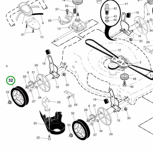 Husqvarna kerék 8" szürke AWD LC 356 AWD, LC 56 AWD fűnyíróhoz robbantott ábra