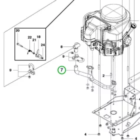 Husqvarna kipufogó közdarab Kawasaki FS541 R 418Ts AWD riderhez robbantott ábra