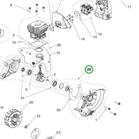 Husqvarna forgattyúház 129C, 129LK szegélyvágóhoz robbantott ábra