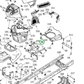 Husqvarna motortartó vázlemez hegesztett TS 342 fűnyírótraktorhoz robbantott ábra