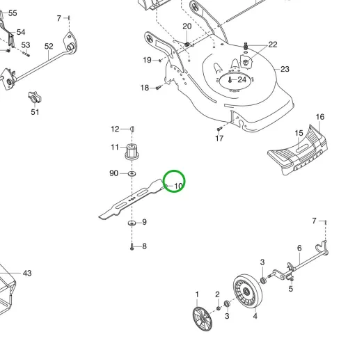 Gardena fűnyírókés 46 cm 46 V, 46 VD, 46 VDA fűnyíróhoz robbantott ábra