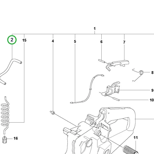 Husqvarna benzincső 365, 372 XP, 576 XP láncfűrészhez robbantott ábra