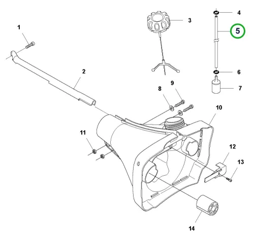 Husqvarna benzincső egyenes 265 mm 545RX, 545FR fűkaszához robbantott ábra