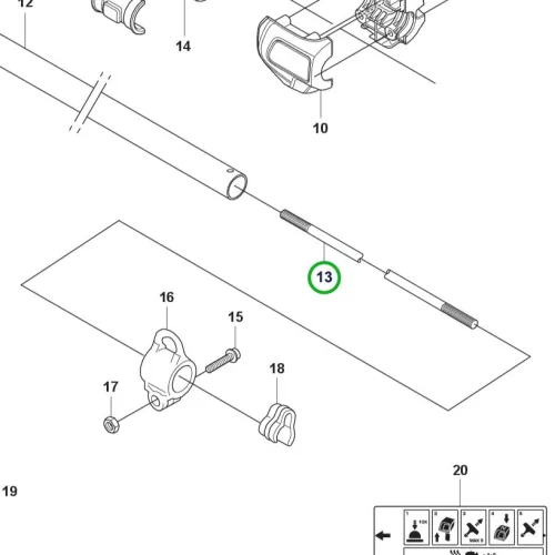 Husqvarna hajtótengely 1515 mm 525RX Mark II fűkaszához robbantott ábra