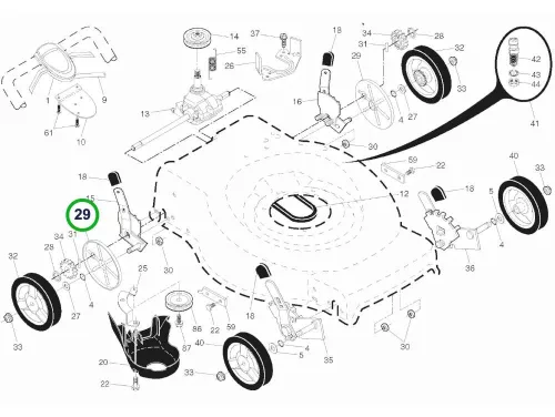 Husqvarna tömítés LC 356V, LC 153S, LB 155S fűnyíróhoz robbantott ábra