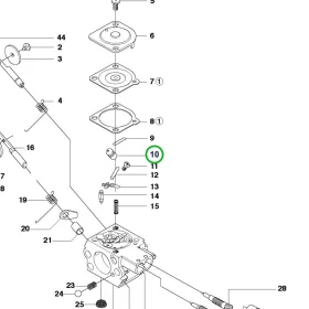 Husqvarna karburátor főfúvóka 535RX, 535RXT fűkaszához robbantott ábra