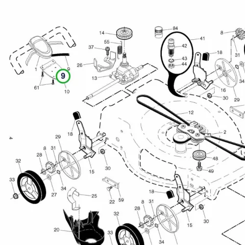Husqvarna hajtókábel hátsó hajtáshoz LC 56 AWD, LC 356 AWD fűnyíróhoz robbantott ábra