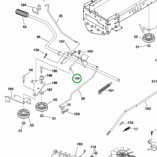 Husqvarna hosszú kuplung kar TS 346, TC 342, TC 338 fűnyírótraktorhoz robbantott ábra