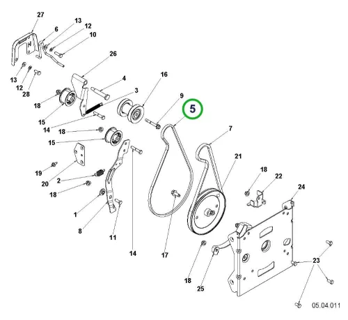Husqvarna ékszíj ST 230, ST 327, ST 330 hómaróhoz robbantott ábra