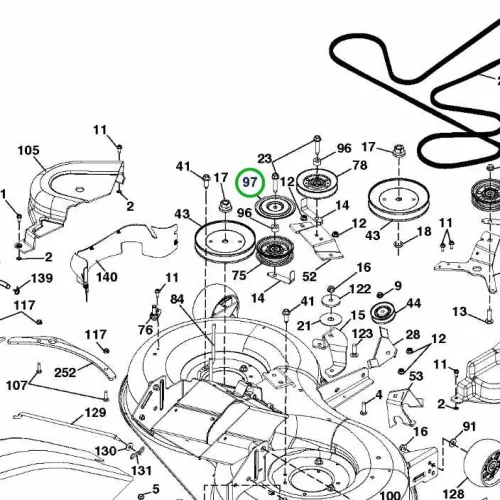 Husqvarna vágóasztal védőelem TC 338, TC 342, TC 38 fűnyírótraktorhoz robbantott ábra