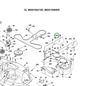 Husqvarna vágóasztal szegecs TS 138, TS 142 fűnyírótraktorhoz robbantott ábra