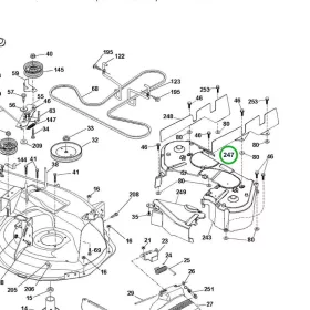Husqvarna vágóasztal védő jobb texturált TS 138 fűnyírótraktorhoz robbantott ábra