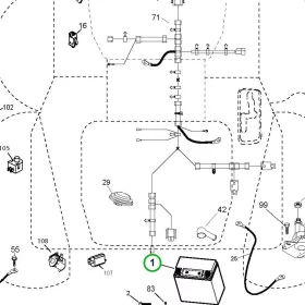 Husqvarna akkumulátor 12V 14Ah TC 342, TC 338 fűnyírótraktorhoz robbantott ábra
