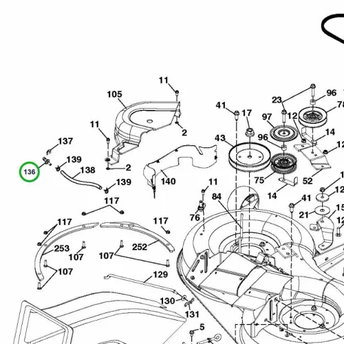 Husqvarna vágóasztal mosócsatlakozó TC 238T fűnyírótraktorhoz robbantott ábra