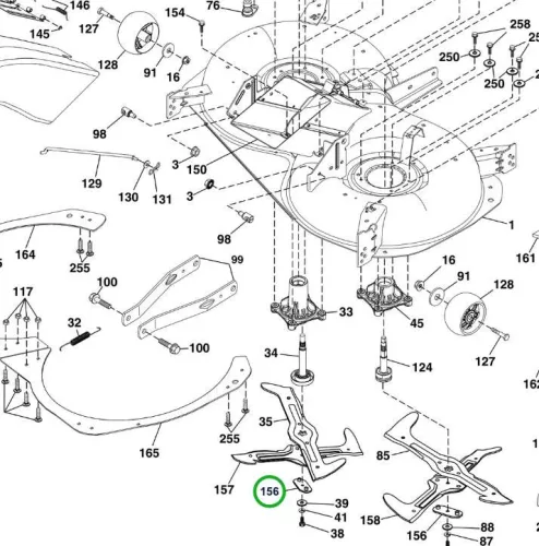 Husqvarna késadapter 107 cm TC 342, CTH 184T fűnyírótraktorhoz robbantott ábra