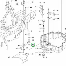 Husqvarna alátét vázszekrény P 524, P 524X, P 525D riderhez robbantott ábra