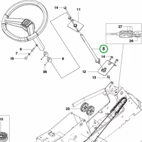 Husqvarna kormányrúd rövid R 214TC, R 216T AWD, R 216 riderhez robbantott ábra