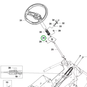 Husqvarna kormány tartókonzol persellyel R 214TC, R 216T AWD riderhez robbantott ábra