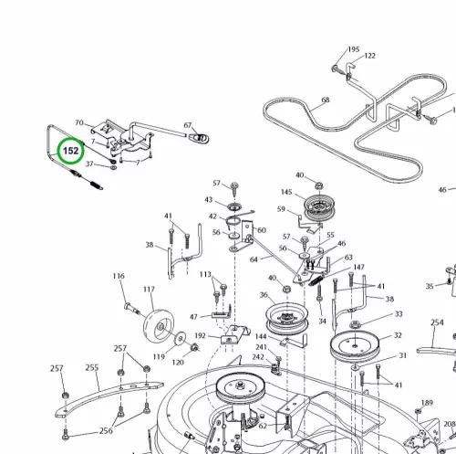 Husqvarna vágóasztal kuplung bowden TS 142, TS 142L fűnyírótraktorhoz robbantott ábra