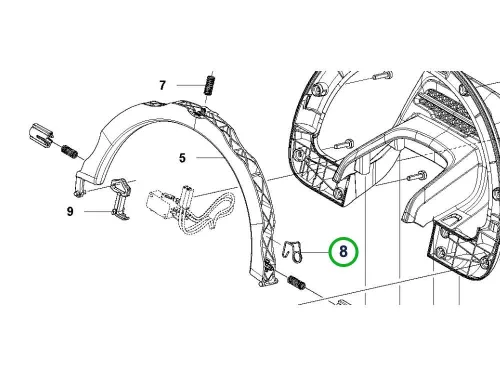Husqvarna első fogantyú rugó 520iHD60, 520iHD70 sövényvágóhoz robbantott ábra