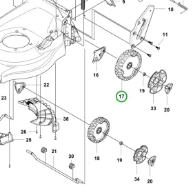 Husqvarna kerék 210 mm perselyes LC 247i fűnyíróhoz robbantott ábra