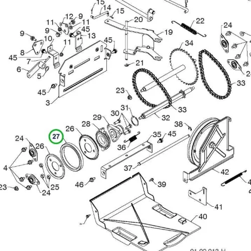 Husqvarna hajtókerék gumigyűrű 4.5 col ST 276EP hómaróhoz robbantott ábra