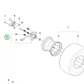 Husqvarna komplett kerékagy P 524X, R 420TsX riderhez robbantott ábra
