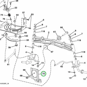 Husqvarna vágóasztal felfüggesztő tartó TS 346 fűnyírótraktorhoz robbantott ábra