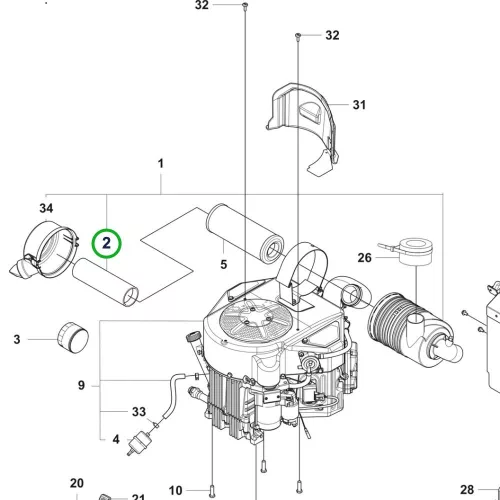 Husqvarna előszűrő Kawasaki motorhoz P 524X riderhez robbantott ábra